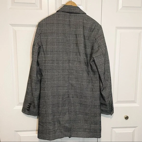 INC Glen Plaid Pea Coat Black White Embellished Small Rose Embroidery - Picture 3 of 12